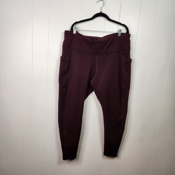 Athleta Altitude Stash Tight Polartech Lined Fleece Leggings Burgundy Size 2X - Picture 4 of 9